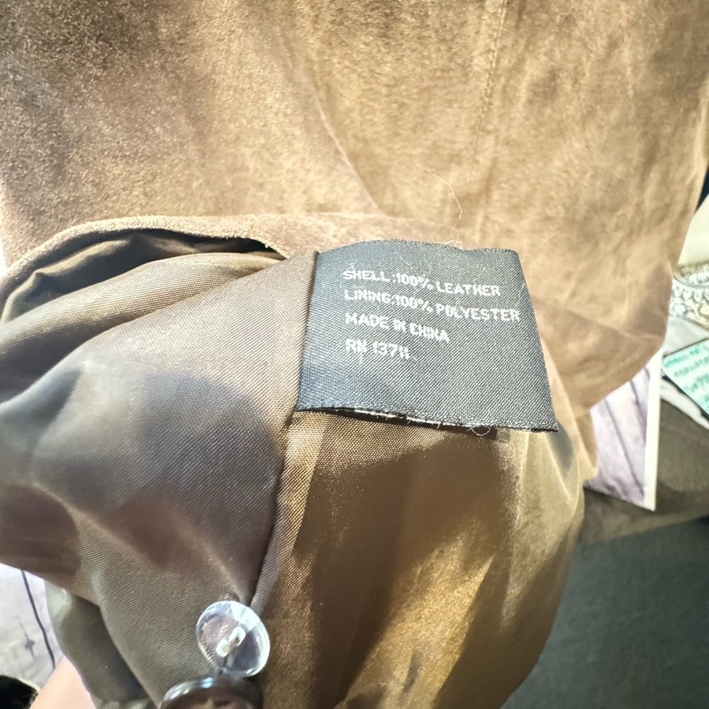 John Ashford Tan Leather Coat Medium - Picture 10 of 11